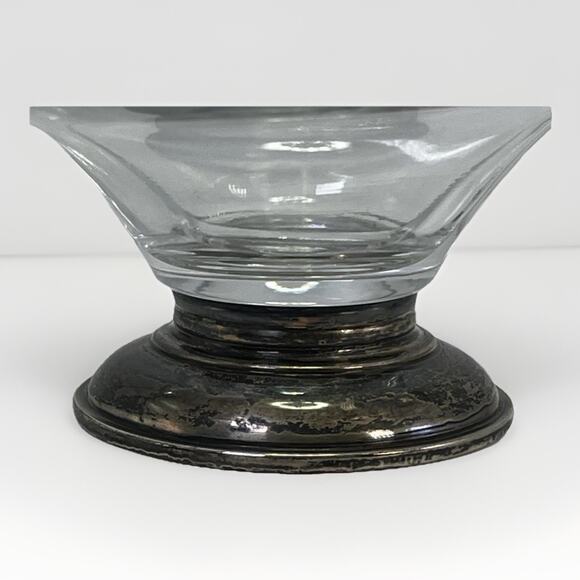VTG Frank M Whiting Clear Glass Curved Candy Dish 925 Sterling Silver Base MCM - Picture 3 of 11